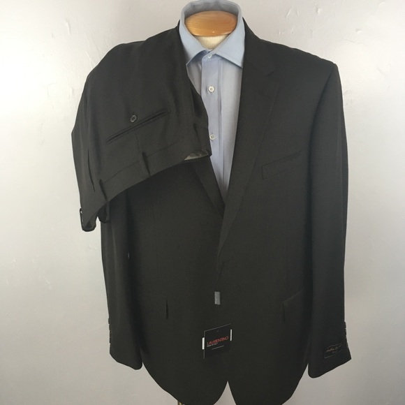 Laurentino 48r mens suit brown nail head made in Italy 100% wool new nwt ea0254